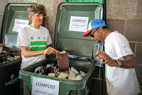 DC Staff sorting compost bins